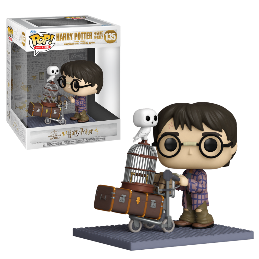 POP Deluxe Harry Potter Pushing Luggage Trolley with Hedwig Vinyl Figure Funko