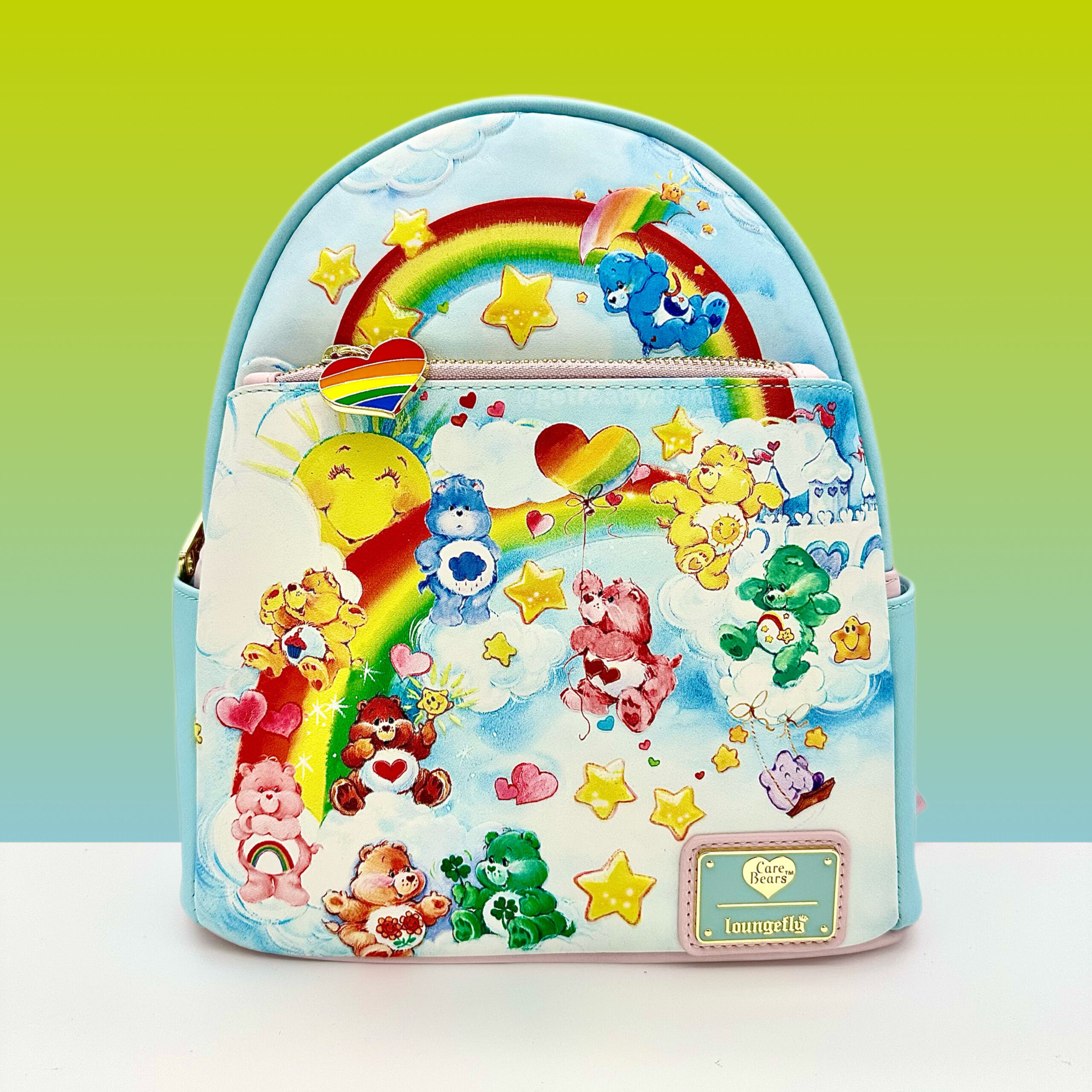 Care Bears: Heart Cloud Party Rainbow Strap Loungefly Crossbody Bag