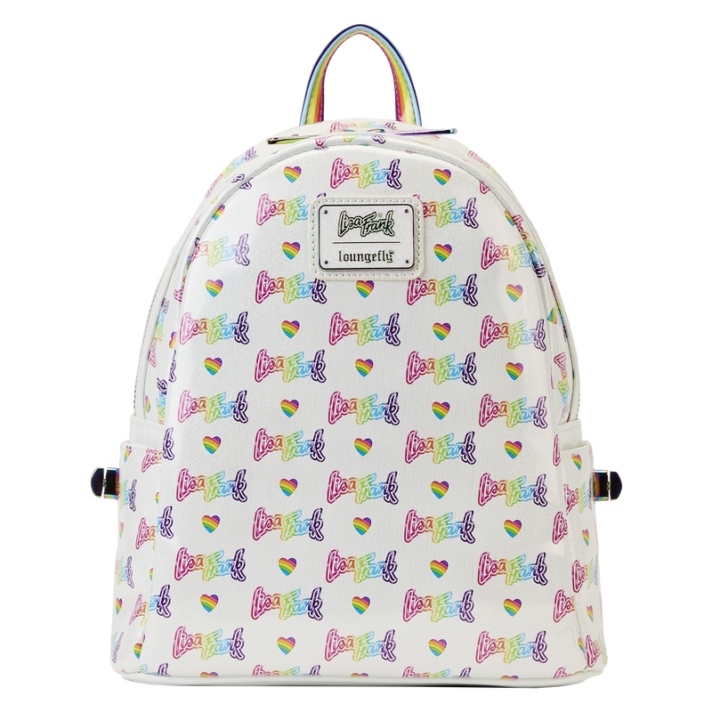 Loungefly Lisa Frank Logo Heart Detachable Rainbow Bag Mini Backpack Get Ready Comics