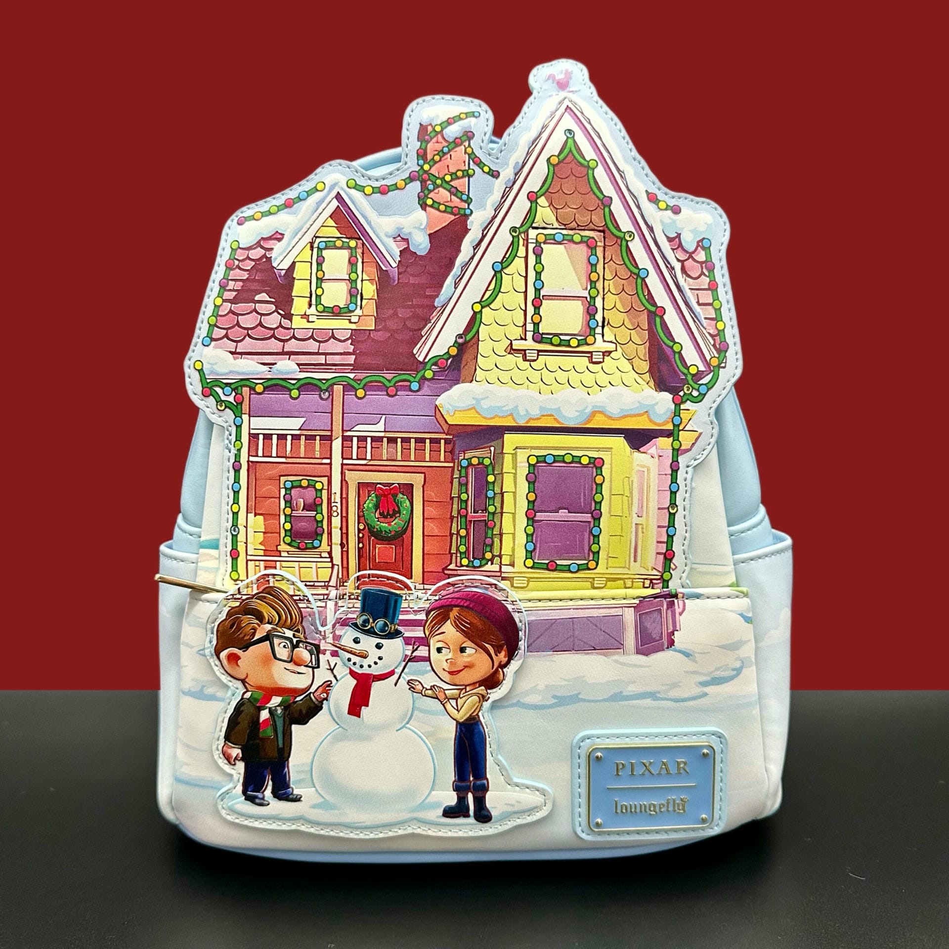 Disney Pixar UP Loungefly Mini Backpack – Winter House Scene – LIGHTS UP! Amazon.com | Loungefly Disney Pixar Up House Holiday Light  main image 2