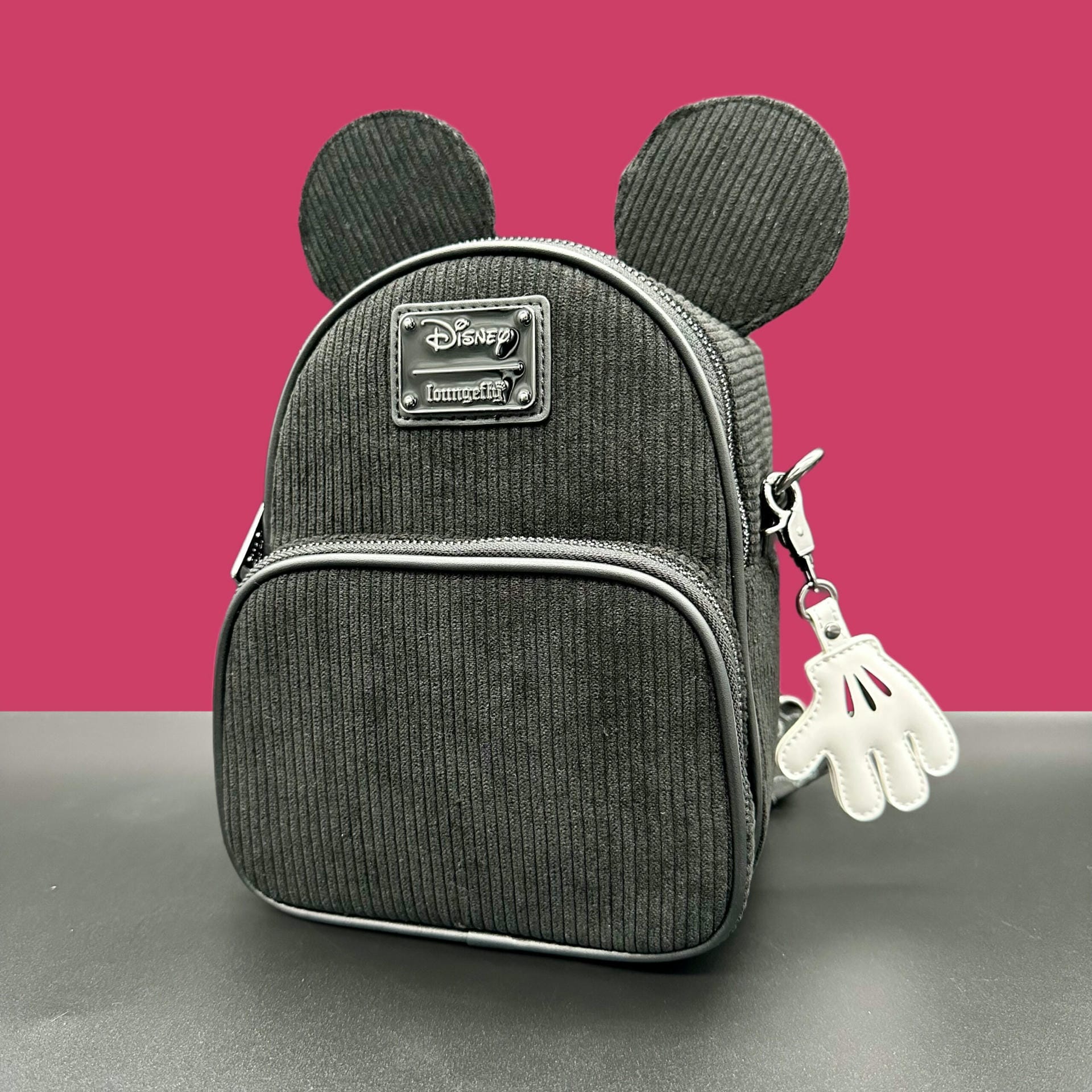 disney100 mickey mouse classic corduroy convertible mini backpack & crossbody Loungefly Bag: Handbags adjustable straps Loungefly Disney Mickey Corduroy Convertible
