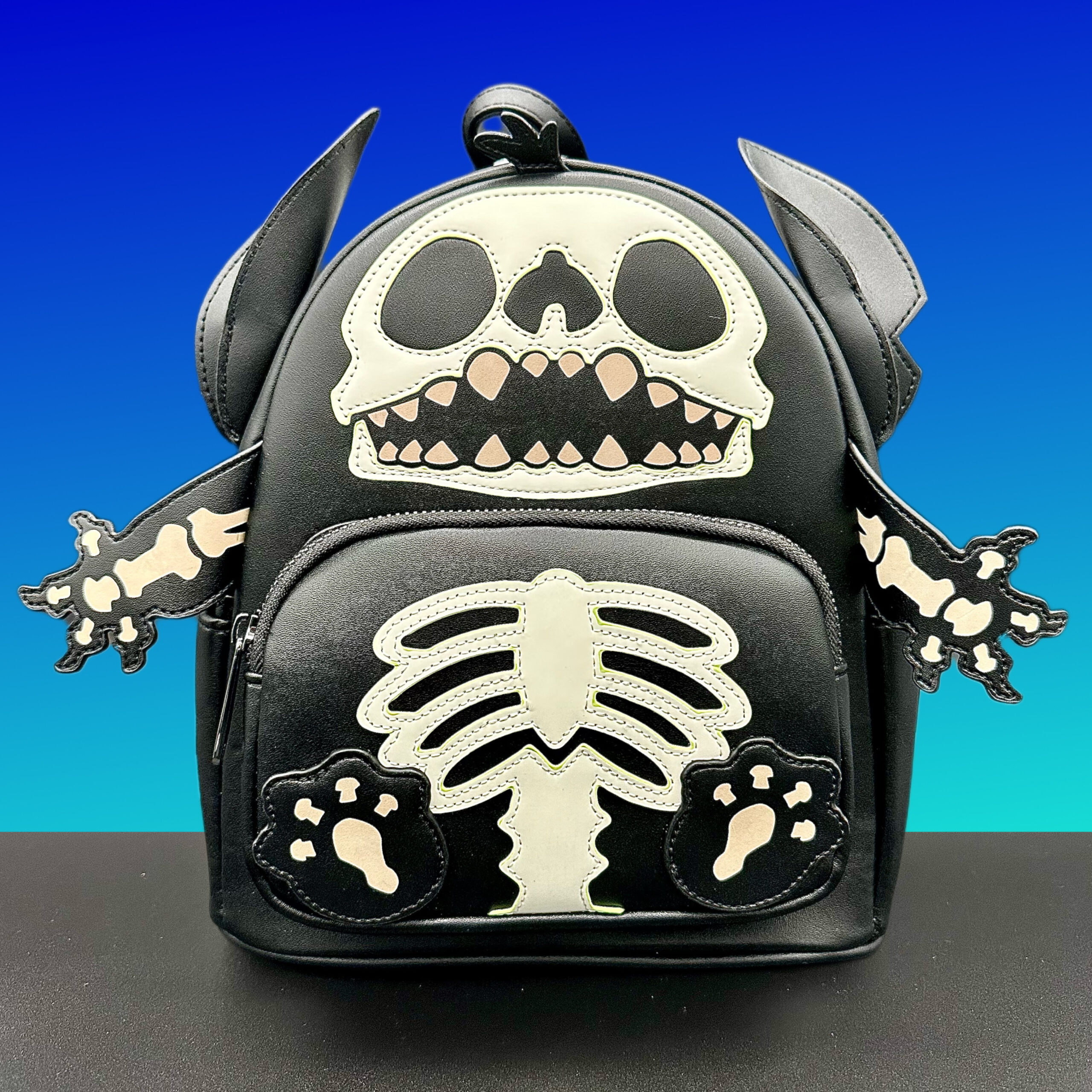 Loungefly, Bags, Sdcc 222 Loungefly Disney Skeleton Stitch Glow In The  Dark Exclusive Backpack