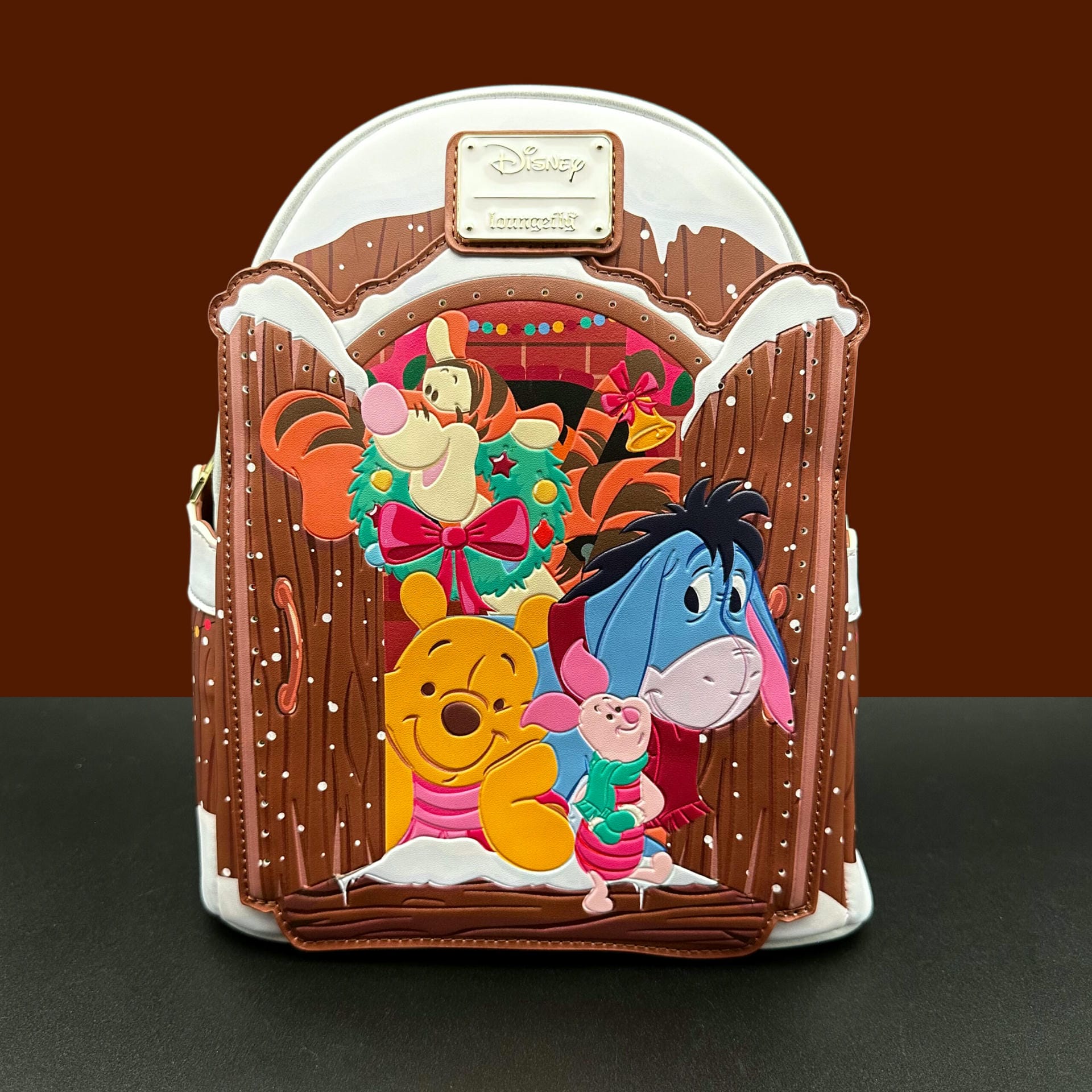 Holiday Scene Winnie The Pooh Disney Loungefly Mini Backpack 