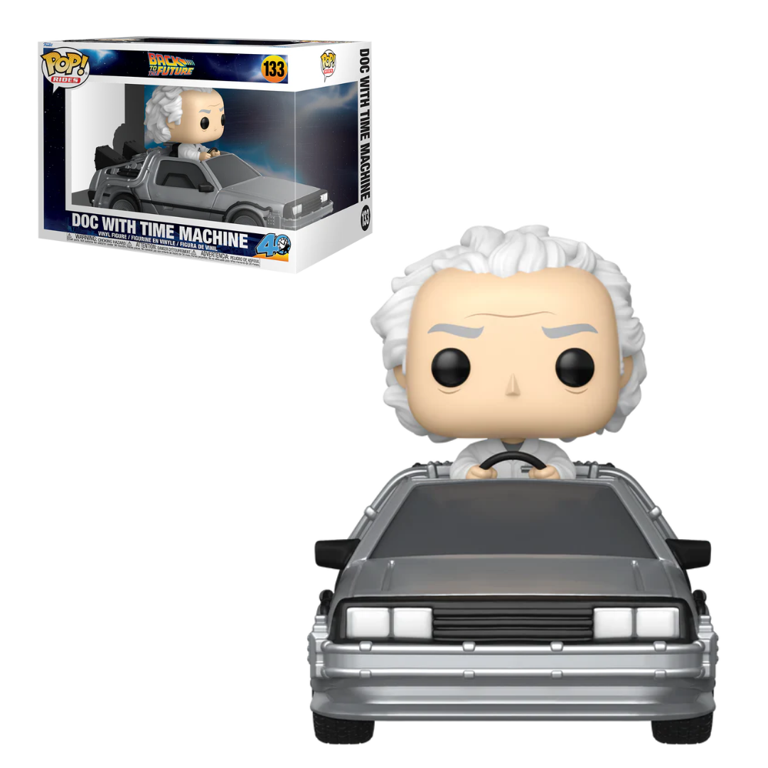 Doc Brown with Delorean Time Machine Back To The Future Funko Pop