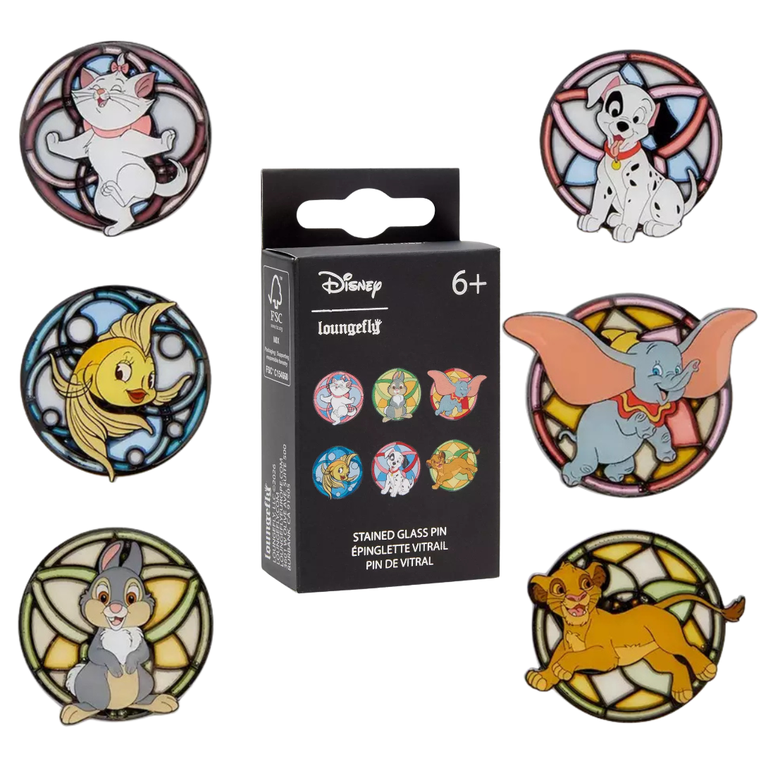 Disney Animals Stained Glass Loungefly Mystery Blind Box Enamel