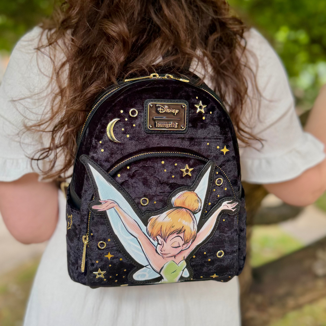 Loungefly Disney: Tinker Bell - Pixie Dust - Velvet Mini Backpack NWT Loungefly Disney Peter Pan Tinker Bell Pixie Dust Velvet  main image 2